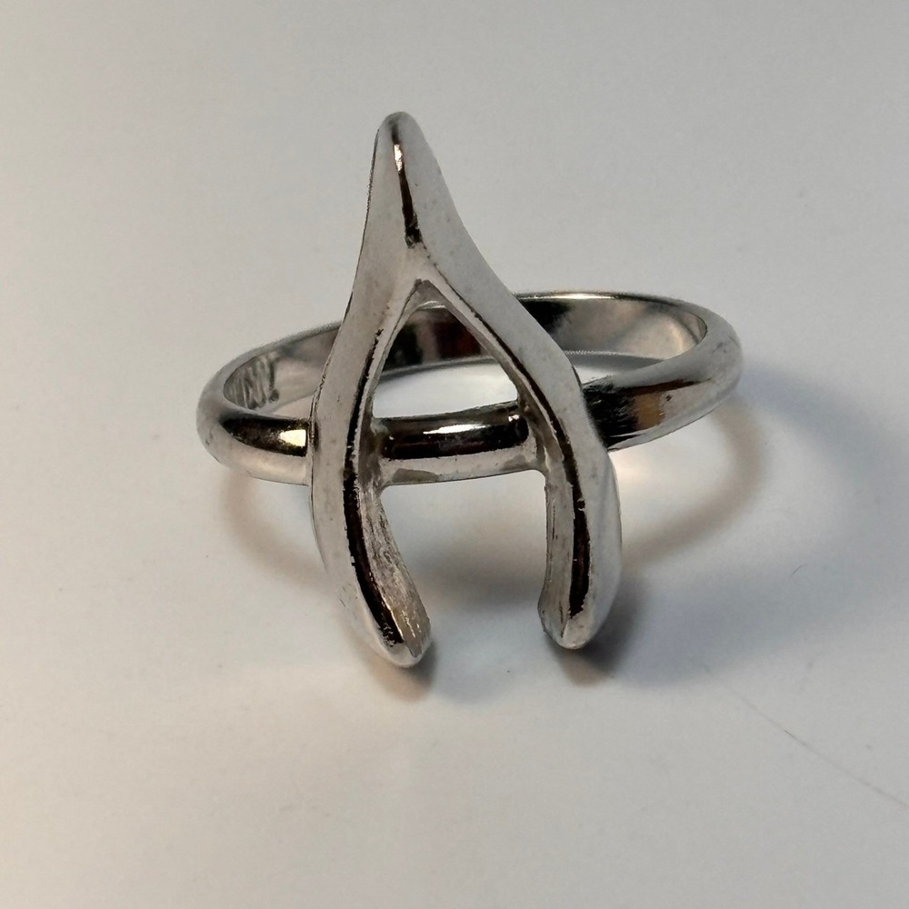 Sarah Coventry Wishbone Ring Silver Tone Vintage Minimalist Size 6.5‎